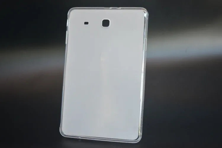 Clear silicone protective case for 9.7 inch iPad tablet showing transparent design