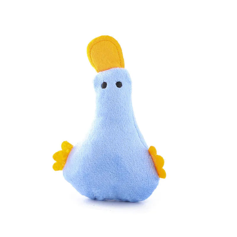 Colourful duck plush pet toy with catnip and squeaker for dogs and cats