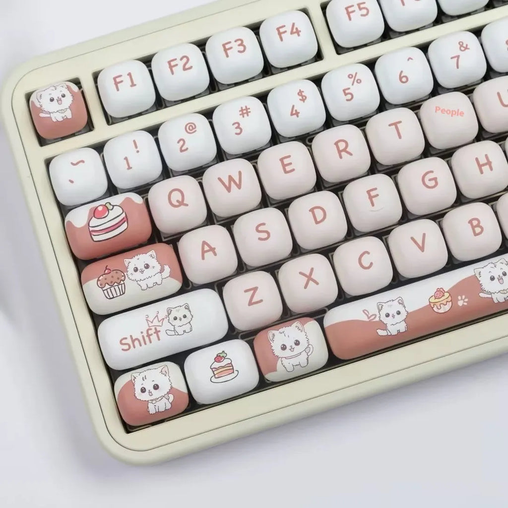 Dessert cat cartoon character mechanical keyboard key caps with colourful sublimation printing