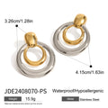Round geometric double layer hollow stud earrings with 18K gold plating