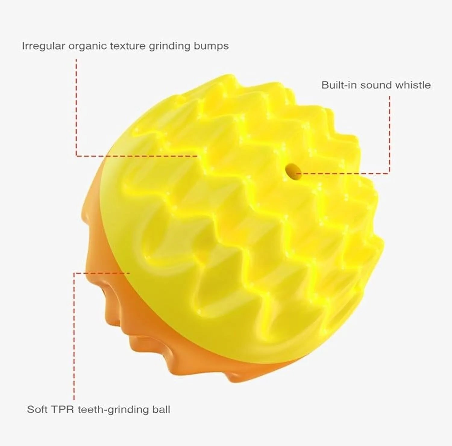 Blue and orange durable rubber dog ball with spiky texture for dental cleaning and floating squeaky toy