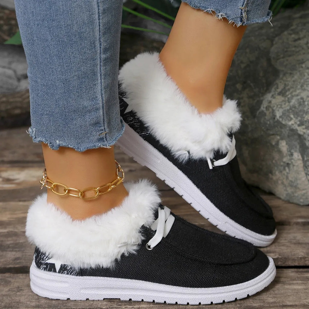 Women's Pumps Plus Size Flat Heel Furry Retro Casual Mom Shoes Suede Leather Round Toe Breathable Wear-Resistant Low Top Shallow Mouth Rubber Sole Oversleeves Style Available in Black White Gray Sizes 36-43