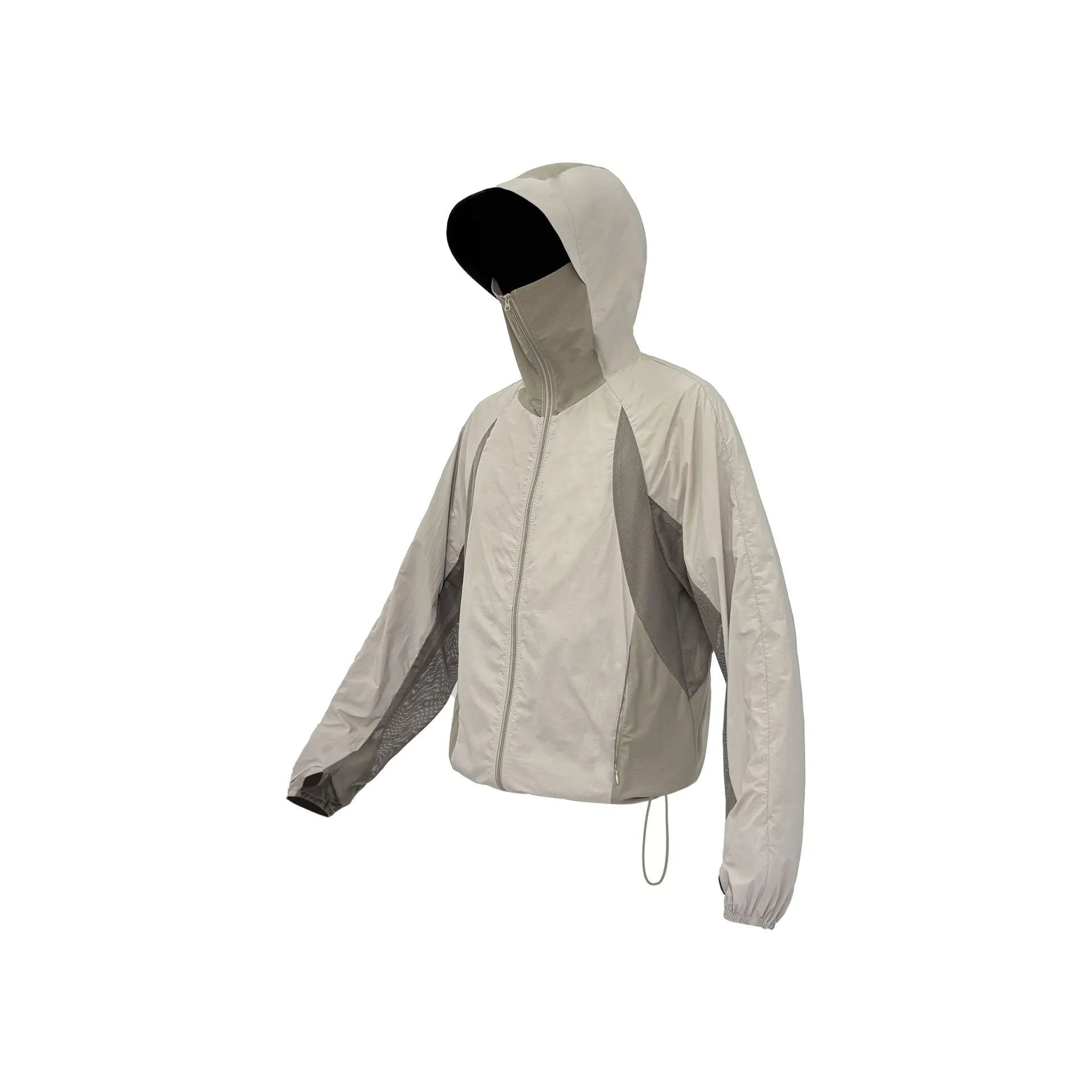 Mesh stitching sun protective nylon top in desert brown, showing regular length and construction.