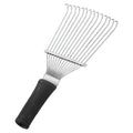 Stainless steel dematting brush rake comb for grooming horses and pets.