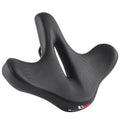 Black leather mountain bike saddle cushion with polyurethane foam padding