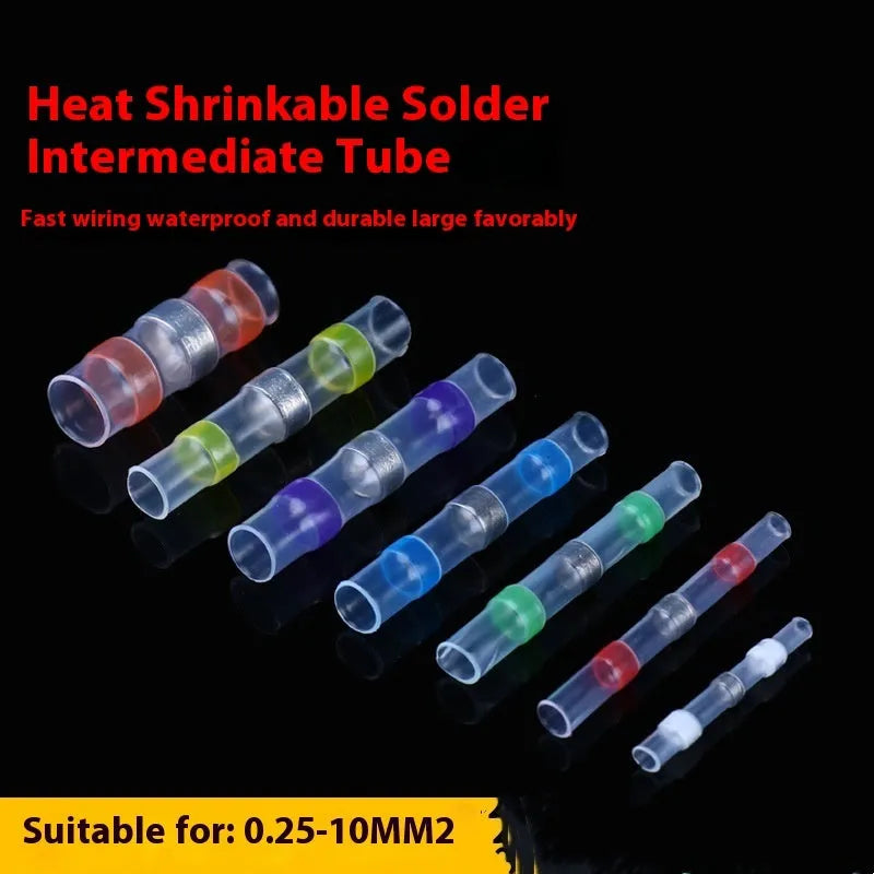 Assortment of blue, green, orange, purple, red, white, and yellow plastic heat shrink solder ring terminals