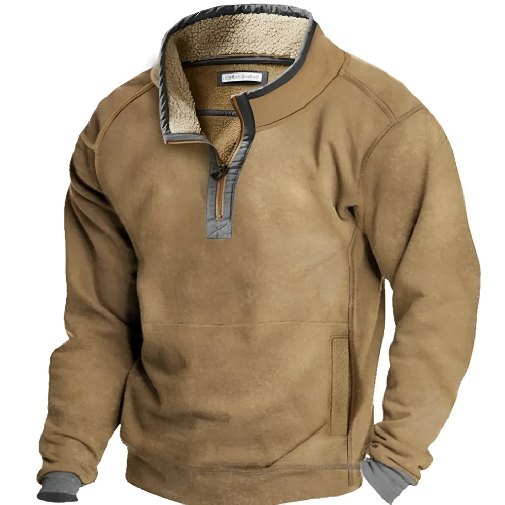 Digital print stand collar men's casual sweatshirt in polyester loose fit leisure top