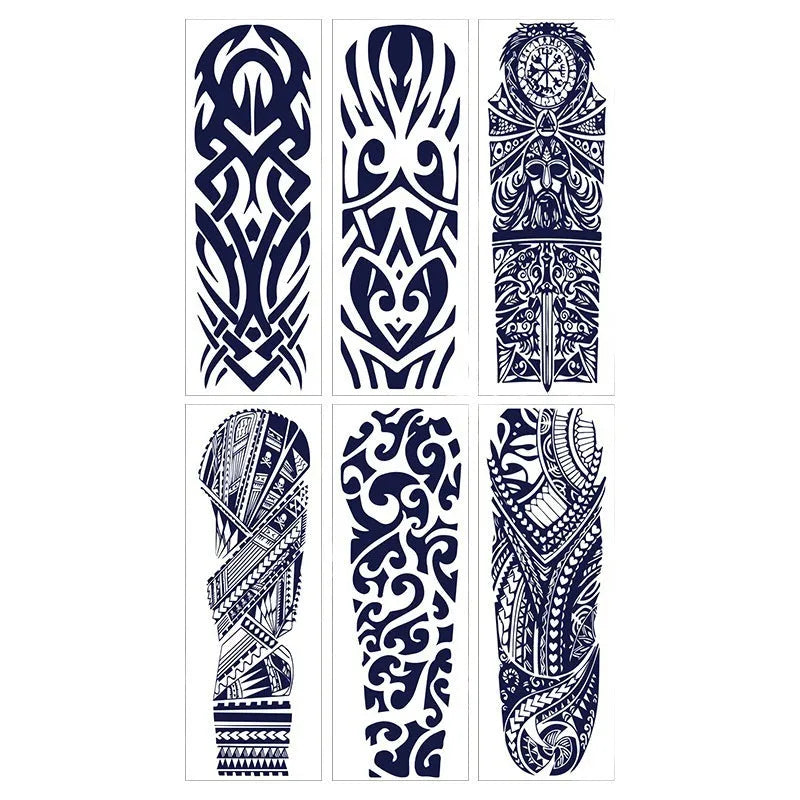 Full arm temporary tattoo sticker 480x170mm paper transfer decal showing pattern option
