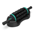 Handheld electric muscle massager with rolling nodes in blue ABS plastic
