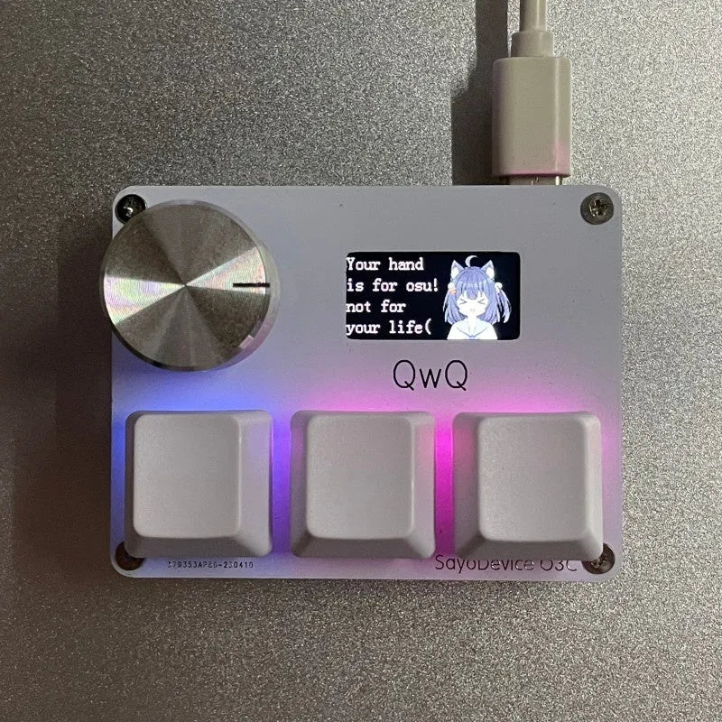 Custom magnetic axis gaming keyboard with IPS colour screen, programmable knob, and RGB backlight in a choice of colours.