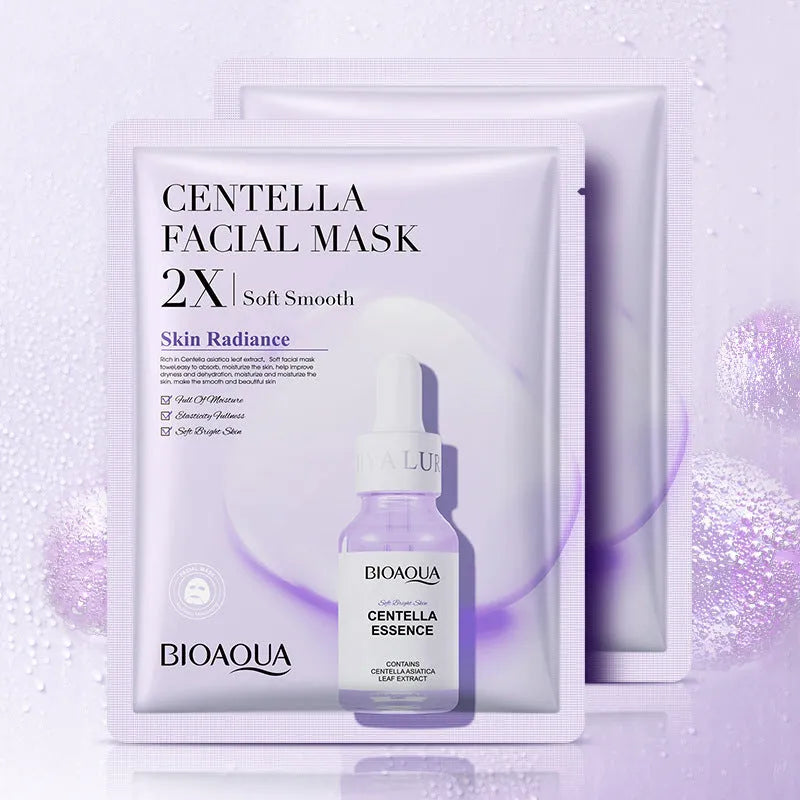 Single 30g collagen and hyaluronic acid gel sheet facial mask on a blue background.