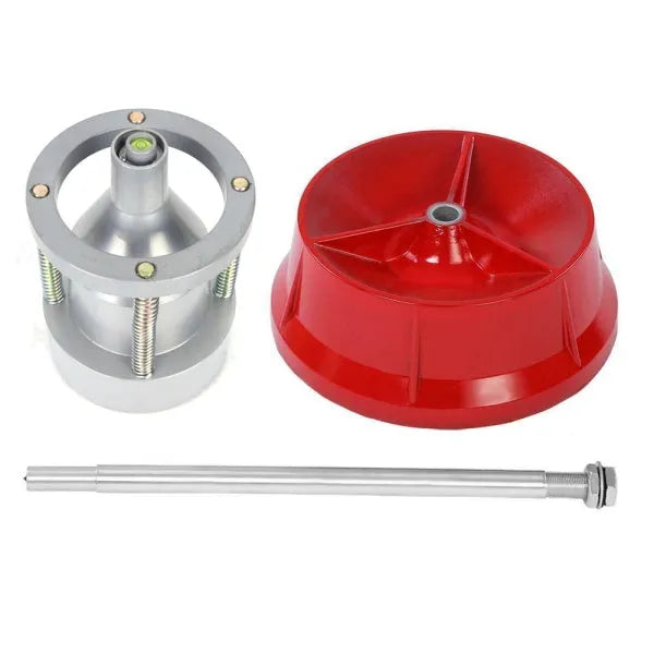 Portable aluminium hub balancer with bull's eye level for tyre balancing on 1-1/2" to 4" hubs