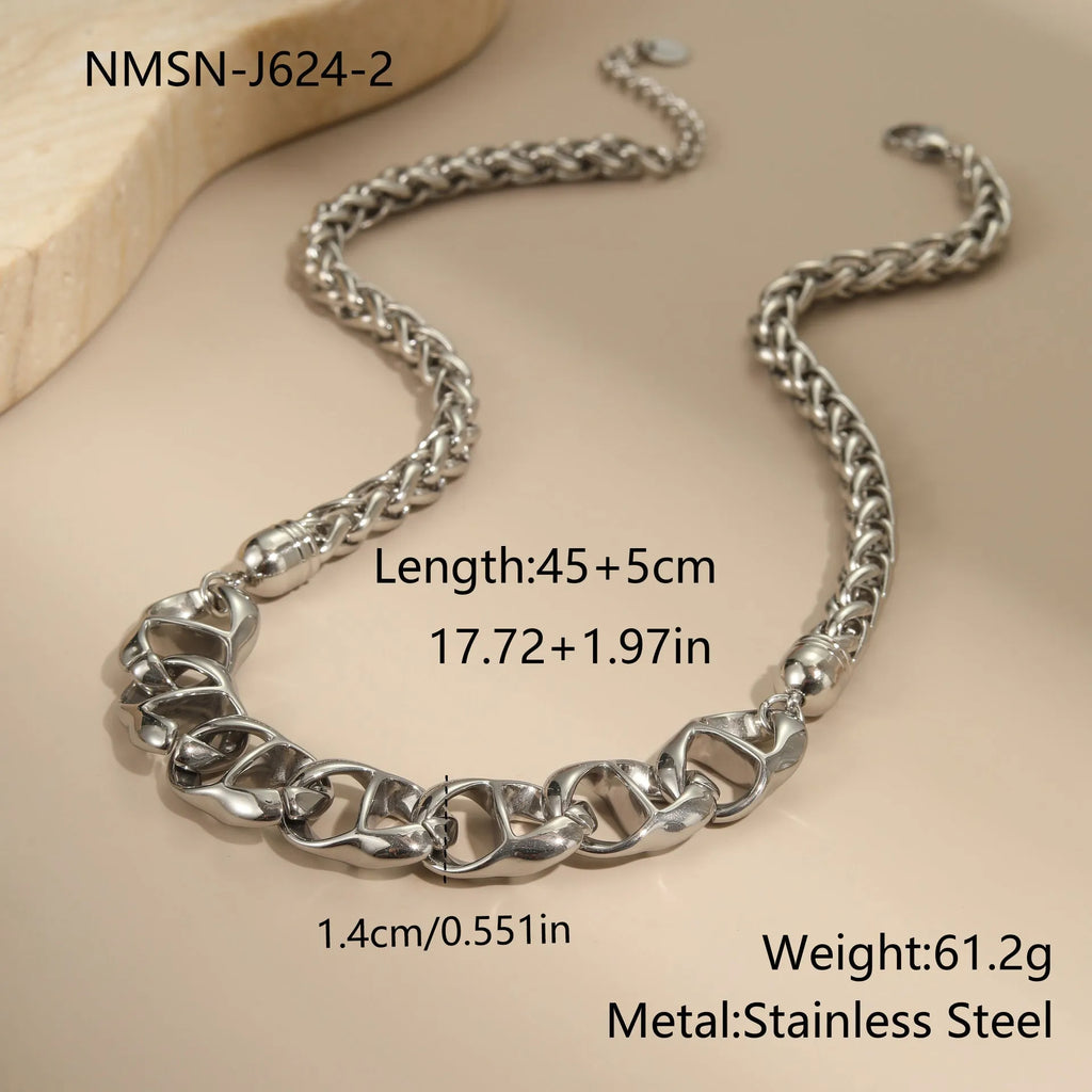 Gold plated stainless steel geometric pendant necklace on regular chain for women