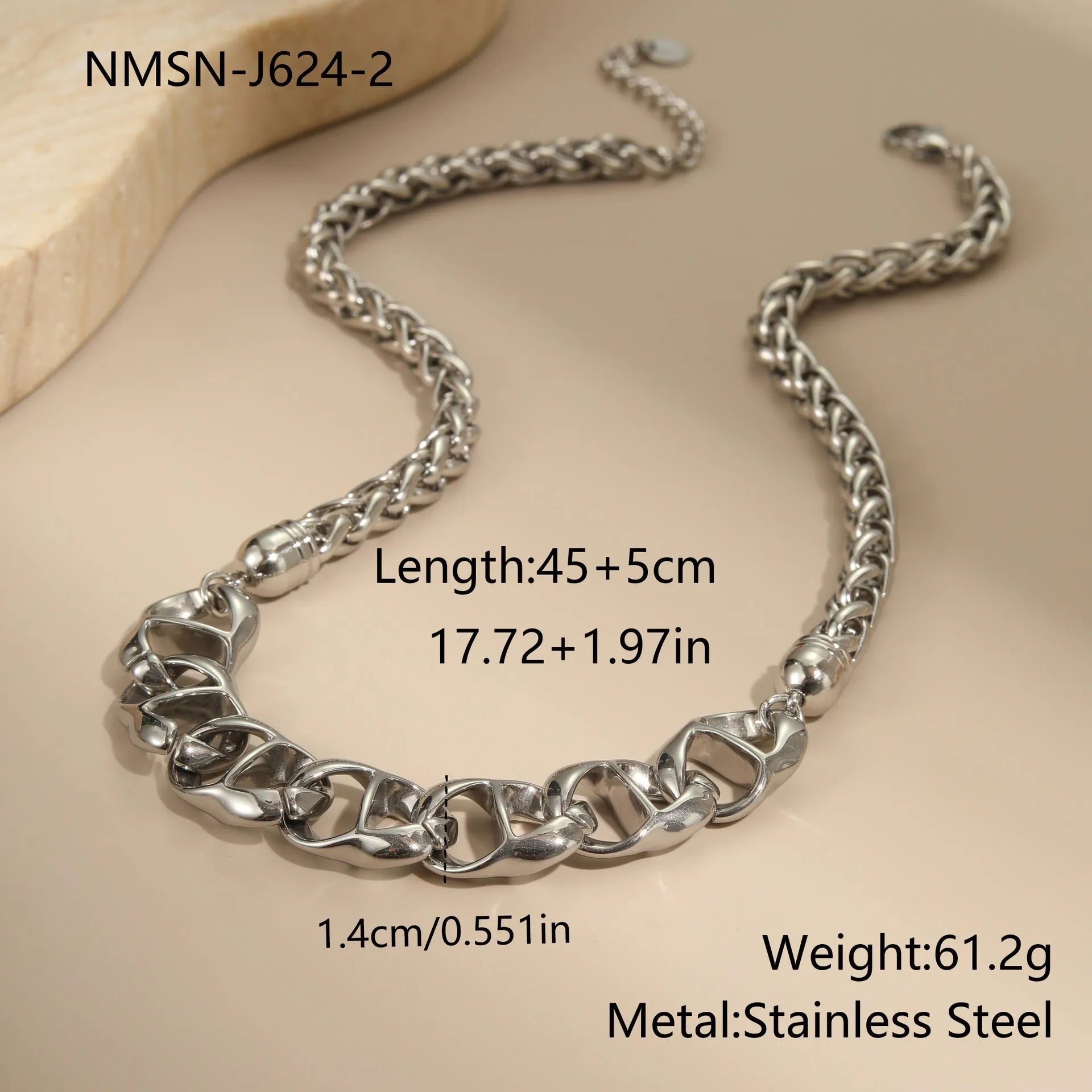 Gold plated stainless steel geometric pendant necklace on regular chain for women