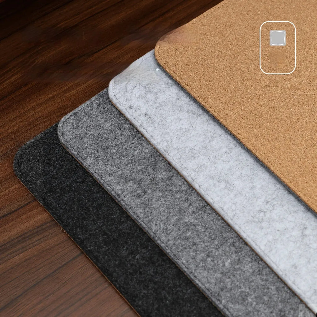Oversize felt and cork desk mat mouse pad in multiple size options with minimalist design