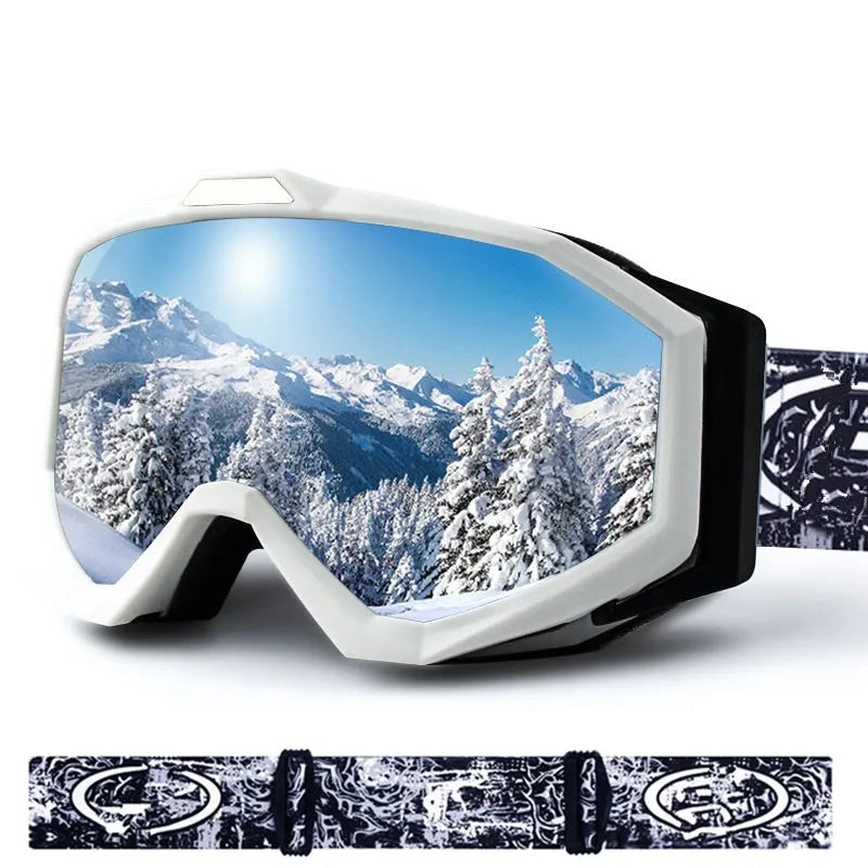 Motorcycle goggles with double-layer anti-fog lenses in black frame with grey lens option
