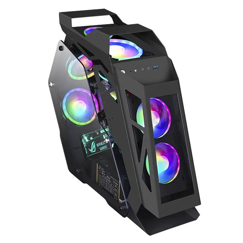 Table-type PC computer case with RGB lighting in coffee table design