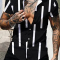 Man wearing a slim-fit short sleeve shirt with a colourful 3D digital printed flower pattern.