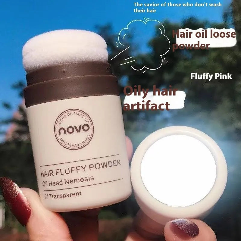 Veejaqa oil control mattifying powder compact in transparent and brown shades for face and bangs.
