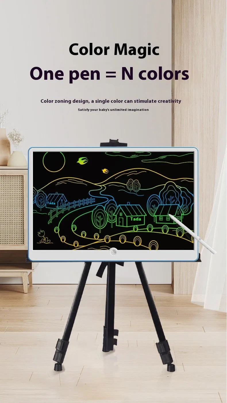 19-inch LCD charging drawing board for children in blue and white colour scheme.