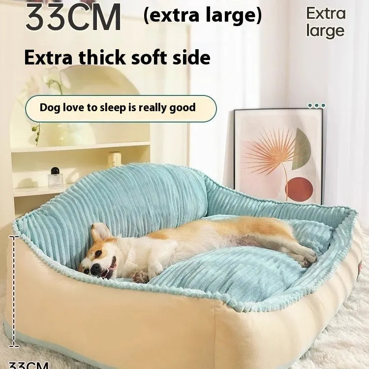Morandi colour matching winter warm removable and washable lazy sofa dog mat cat bed kennel