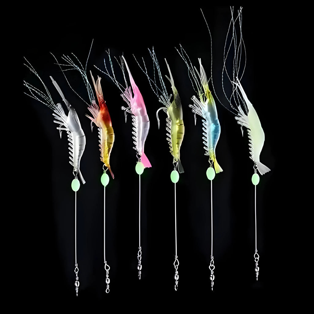 Luer soft fishing lure with hook in assorted colours including luminous variants