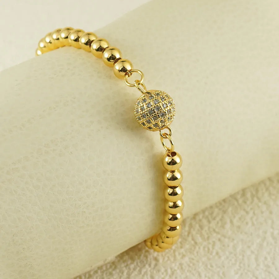Women's Arabic style copper bracelet with heart shape and single ball zircon stones