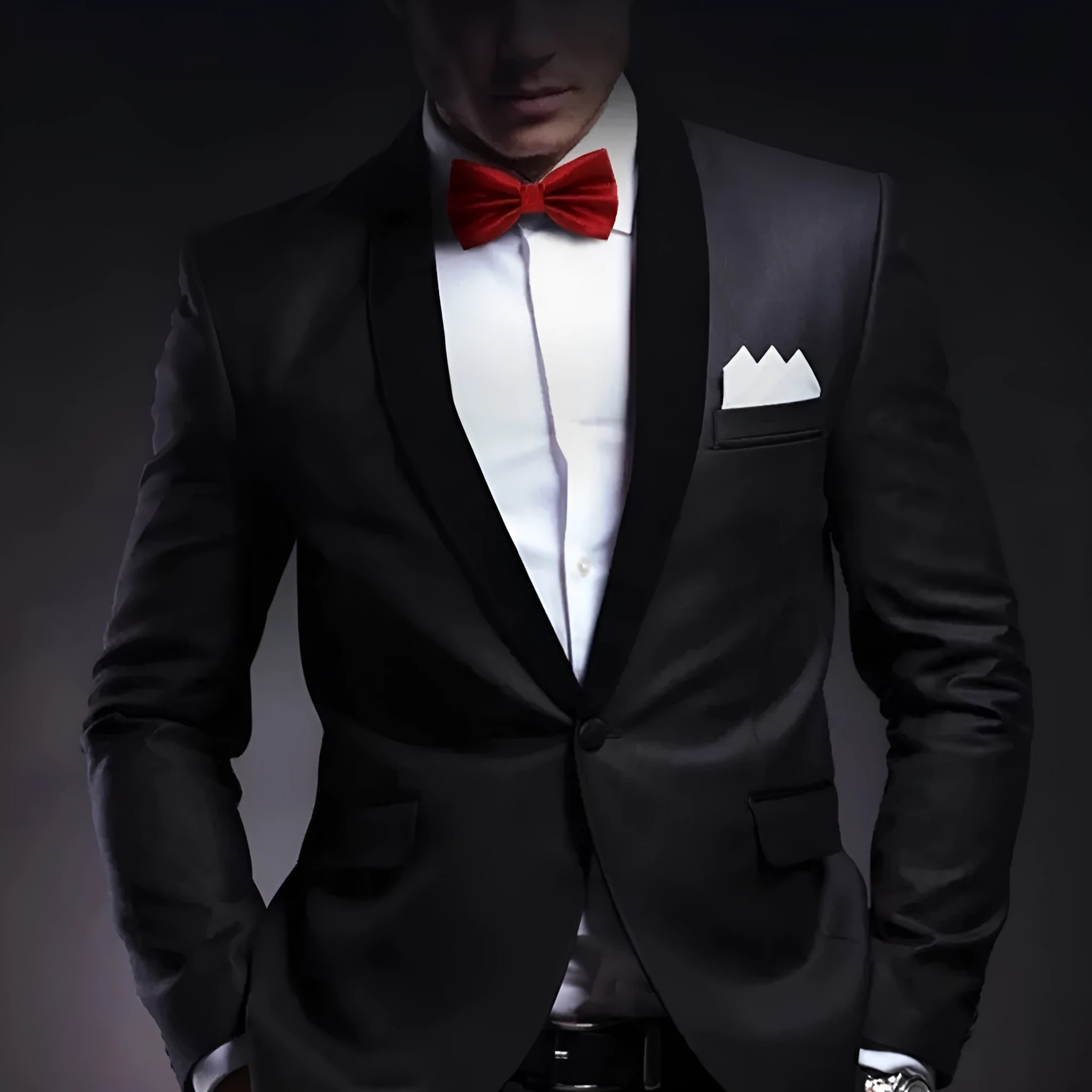 Men's flat head solid colour bow tie in polyester, showing 12cm by 6cm size on a background.