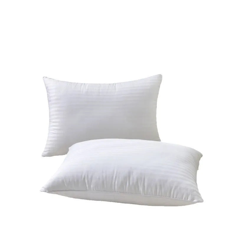 White hotel cotton satin stripe pillow with feather cotton fill in three size options