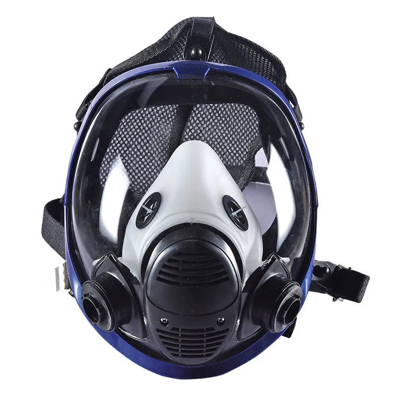 Blue edge spherical full face mask with silicone trapezoidal canister for KN95 respiratory protection