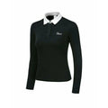 Women's long sleeve golf top in white and black colours with slim fit sportswear design