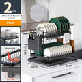 Double layer kitchen storage rack with removable draining in black colour