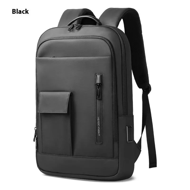 Lightweight men's Oxford cloth backpack with sewing line design in dark gray, olive green, blue, and black colour options