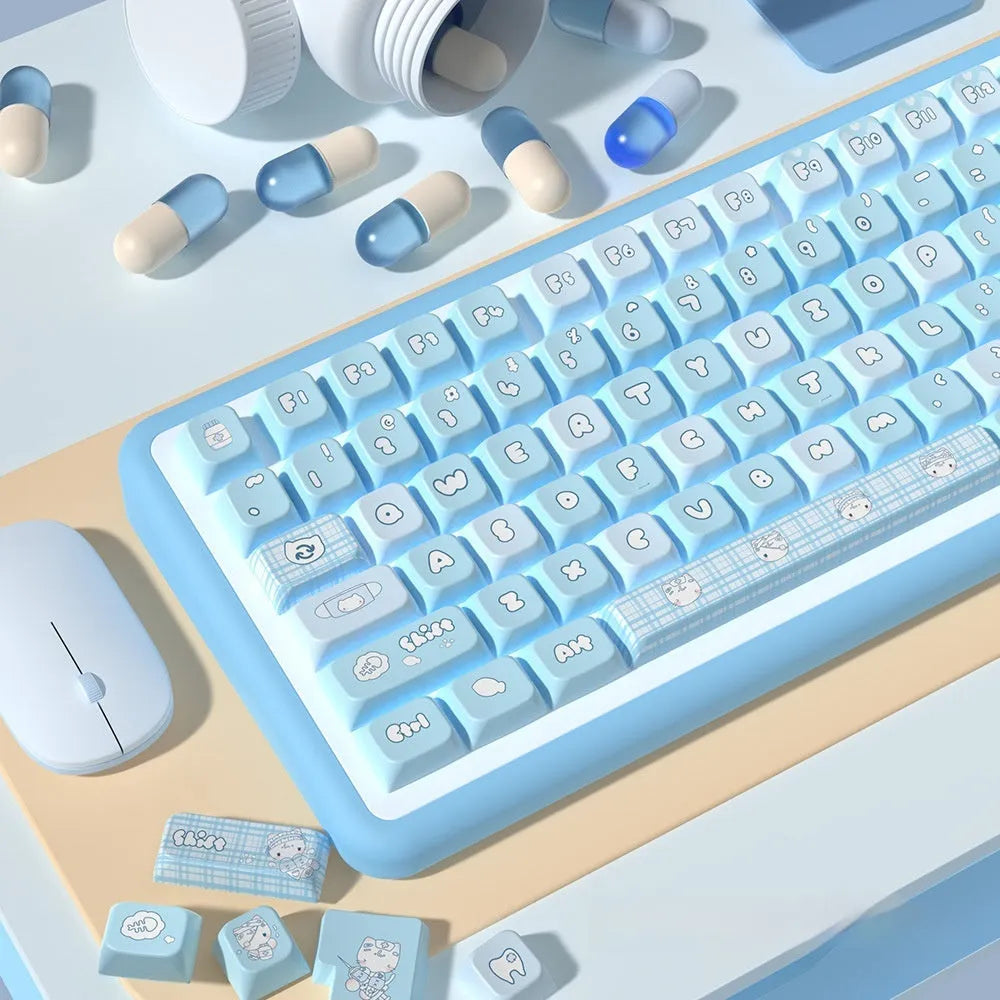 Watercolour kitten design custom keycap set for mechanical keyboards in PTB material
