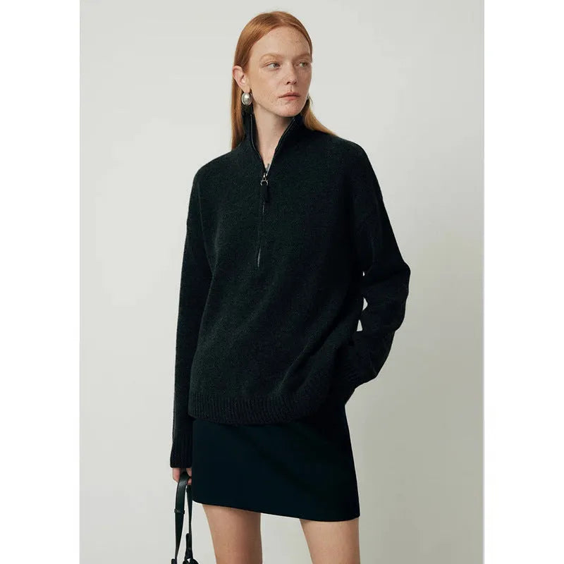 Loose lapels wool bandage dress in black and mountain rain grey, long sleeve pullover style.