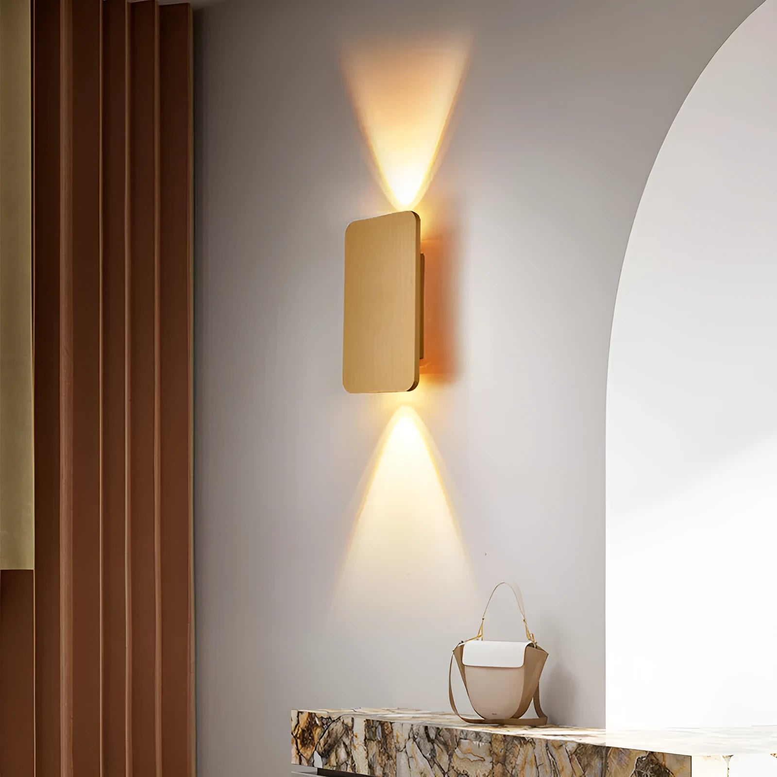 Minimalist Nordic-style LED wall lamp in black finish, mounted on a wall, showing clean lines and modern design.