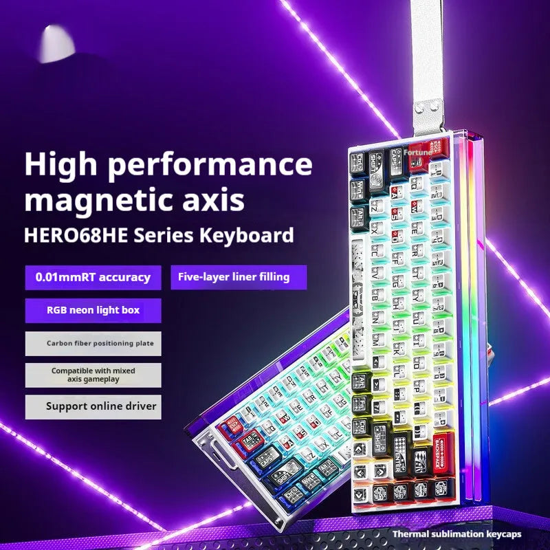Magnetic axis mechanical keyboard with RGB lighting in various colour and style options