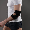 Black adjustable pressure sports elbow guard for training and outdoor athletic activities