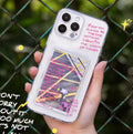 Graffiti silicone card clamp phone case in blue for iPhone, with anti-fall protective shell