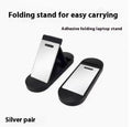 Portable aluminium alloy laptop stand bracket in silver and white foldable design