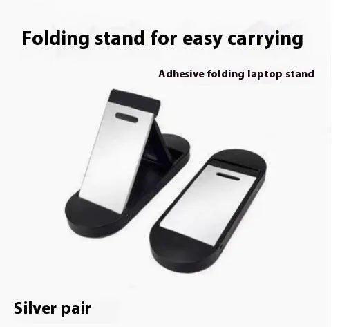 Portable aluminium alloy laptop stand bracket in silver and white foldable design