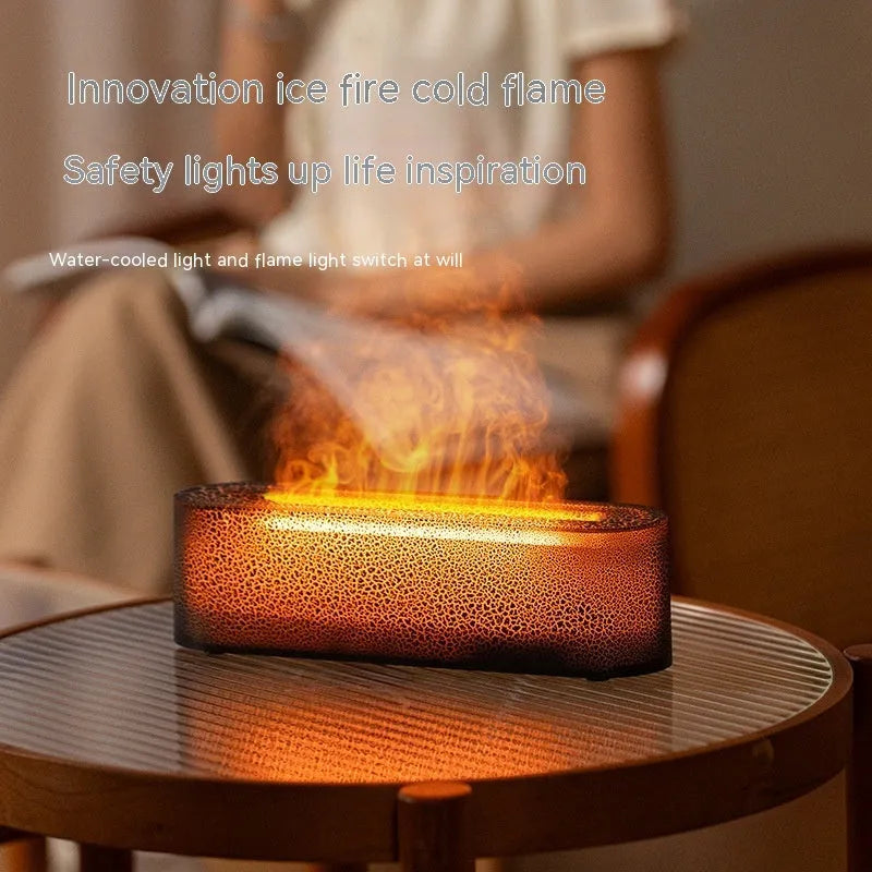 Square creative lava flame design desktop humidifier and aroma diffuser with USB plug
