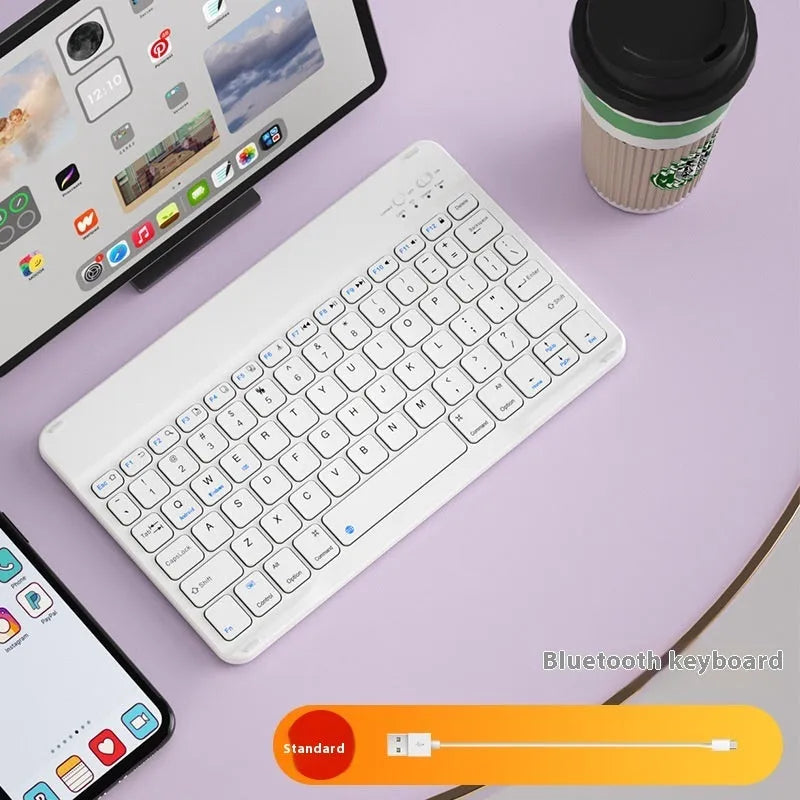 Compact Bluetooth keyboard for tablet with 78 keys in elegant white colour option
