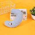 U-shaped half moon pet pillow for cats with cartoon dogs and cats design in blue colour