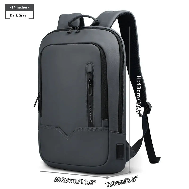 Lightweight polyester commuter backpack with USB port in olive green colour