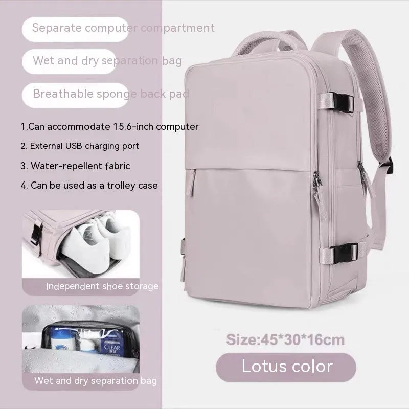 Waterproof nylon mummy backpack in multiple colour options showing large capacity travel bag