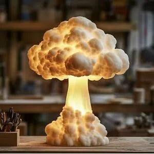 Atomic bomb mushroom cloud shaped modern art table lamp with USB power cable.