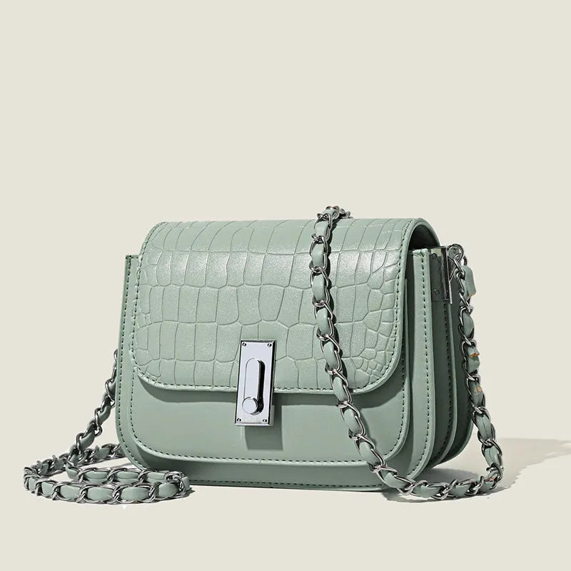 Soft PU leather women's shoulder bag with mobile phone compartment in black, white or green