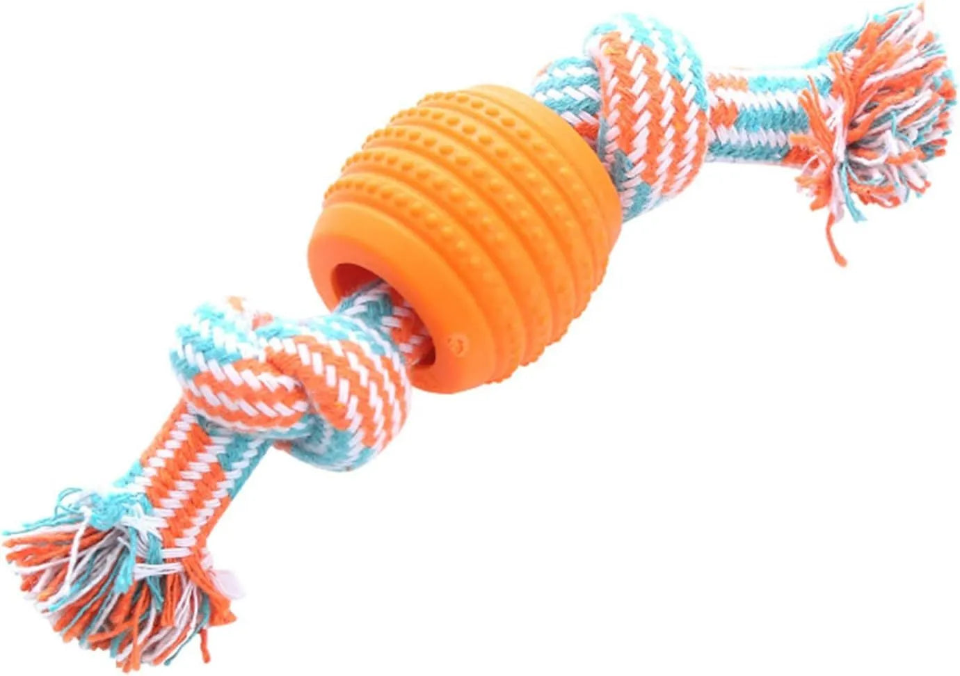 Blue dog chew toy with ropes for dental cleaning and interactive play