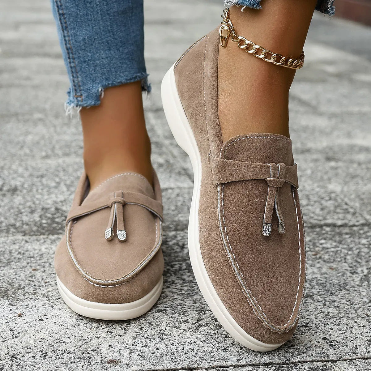 Men's casual canvas slip-on loafers with a platform sole in black, apricot, and brown colours.